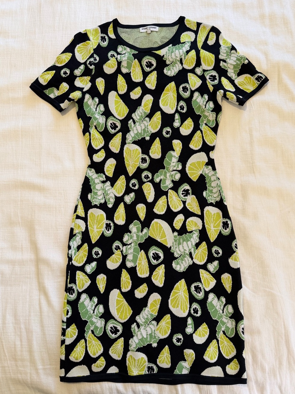 Opening Ceremony Lemon Print Short Sleeve T Shirt Mini Dress Size Small